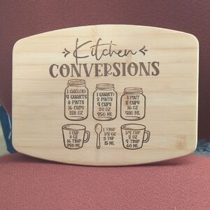 Bamboo Kitchen Conversion Chart Cutting Board